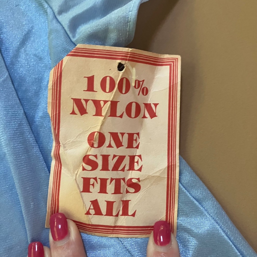 Vintage New Nightgown Blue One Size Fits All‎ Nylon Short Sleeve Dress